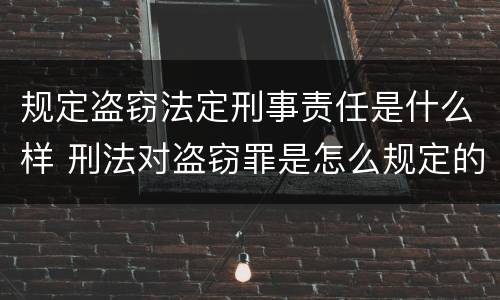 规定盗窃法定刑事责任是什么样 刑法对盗窃罪是怎么规定的?