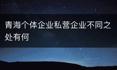 青海个体企业私营企业不同之处有何