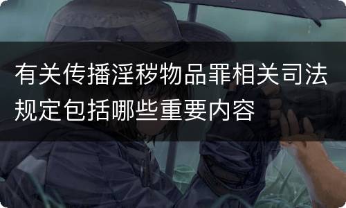 有关传播淫秽物品罪相关司法规定包括哪些重要内容