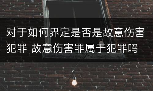 对于如何界定是否是故意伤害犯罪 故意伤害罪属于犯罪吗