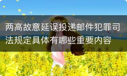 两高故意延误投递邮件犯罪司法规定具体有哪些重要内容