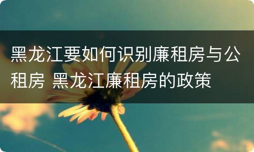 黑龙江要如何识别廉租房与公租房 黑龙江廉租房的政策
