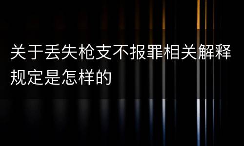 关于丢失枪支不报罪相关解释规定是怎样的