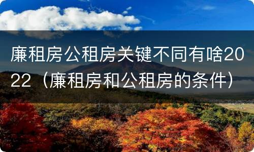 廉租房公租房关键不同有啥2022（廉租房和公租房的条件）