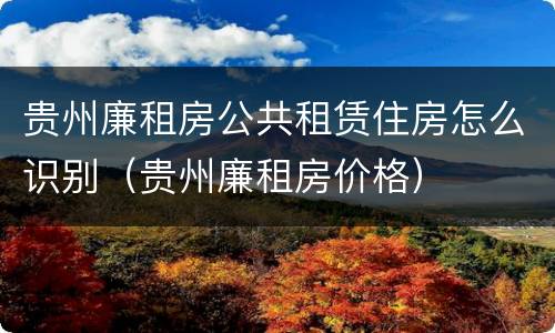 贵州廉租房公共租赁住房怎么识别（贵州廉租房价格）