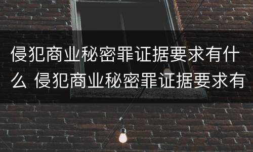 侵犯商业秘密罪证据要求有什么 侵犯商业秘密罪证据要求有什么条件