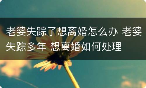 老婆失踪了想离婚怎么办 老婆失踪多年 想离婚如何处理