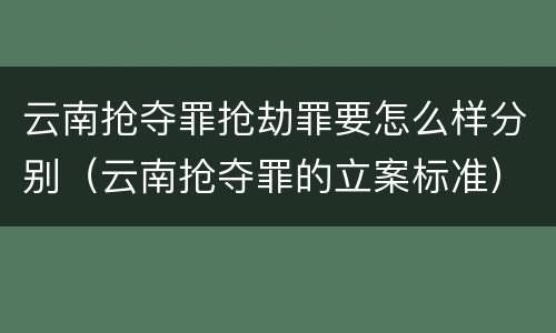 云南抢夺罪抢劫罪要怎么样分别(云南抢夺罪的立案标准)