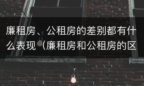廉租房、公租房的差别都有什么表现（廉租房和公租房的区别到底是什么）