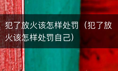 犯了放火该怎样处罚（犯了放火该怎样处罚自己）