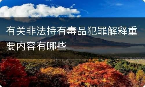 有关非法持有毒品犯罪解释重要内容有哪些