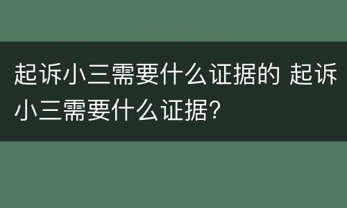 起诉小三需要什么证据的 起诉小三需要什么证据?