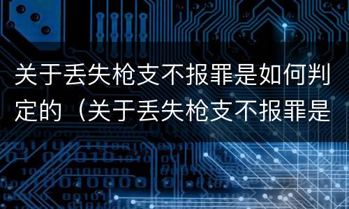 关于丢失枪支不报罪是如何判定的（关于丢失枪支不报罪是如何判定的罪名）
