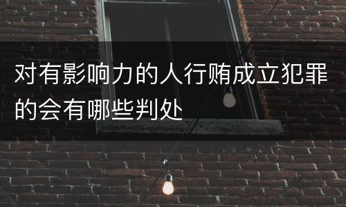 对有影响力的人行贿成立犯罪的会有哪些判处