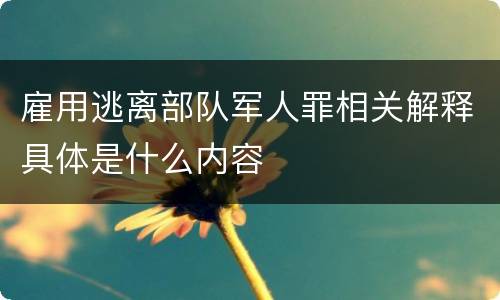 雇用逃离部队军人罪相关解释具体是什么内容