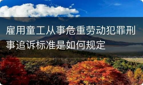 雇用童工从事危重劳动犯罪刑事追诉标准是如何规定