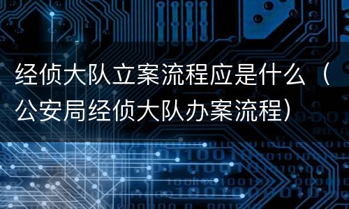 经侦大队立案流程应是什么（公安局经侦大队办案流程）