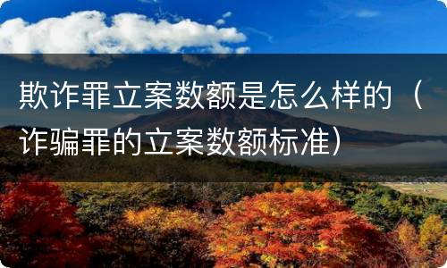 欺诈罪立案数额是怎么样的（诈骗罪的立案数额标准）