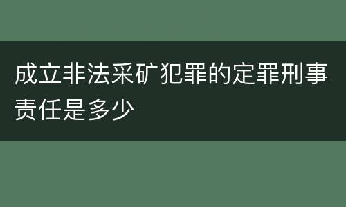 成立非法采矿犯罪的定罪刑事责任是多少