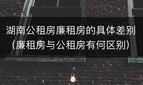 湖南公租房廉租房的具体差别（廉租房与公租房有何区别）
