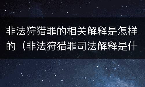 非法狩猎罪的相关解释是怎样的（非法狩猎罪司法解释是什么）