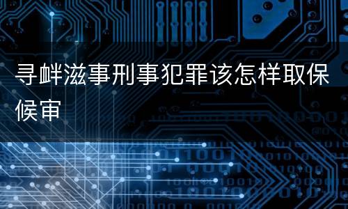 寻衅滋事刑事犯罪该怎样取保候审