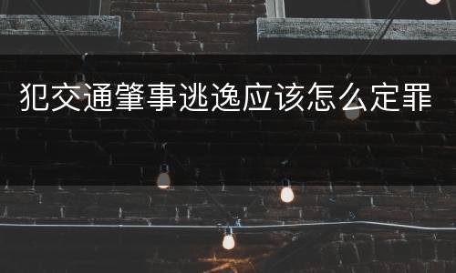 犯交通肇事逃逸应该怎么定罪