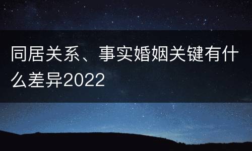 同居关系、事实婚姻关键有什么差异2022