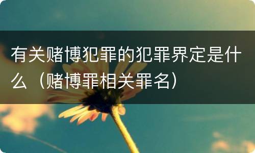 有关赌博犯罪的犯罪界定是什么（赌博罪相关罪名）