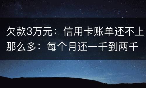 欠款3万元：信用卡账单还不上那么多：每个月还一千到两千元：请问还要做坐牢吗