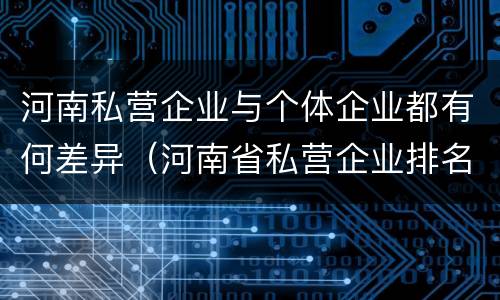 河南私营企业与个体企业都有何差异（河南省私营企业排名）