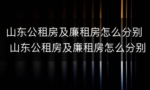 山东公租房及廉租房怎么分别 山东公租房及廉租房怎么分别的