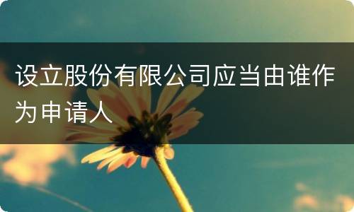 设立股份有限公司应当由谁作为申请人