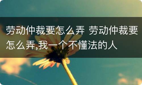 劳动仲裁要怎么弄 劳动仲裁要怎么弄,我一个不懂法的人