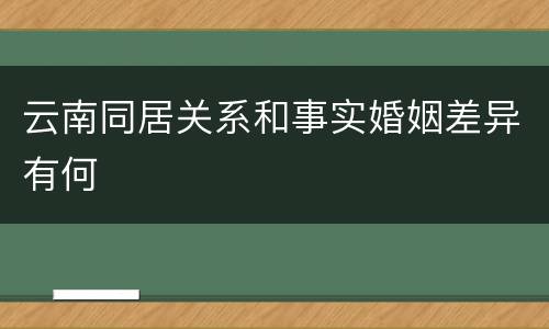 云南同居关系和事实婚姻差异有何