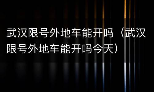 武汉限号外地车能开吗（武汉限号外地车能开吗今天）