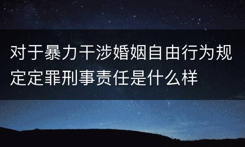 对于暴力干涉婚姻自由行为规定定罪刑事责任是什么样