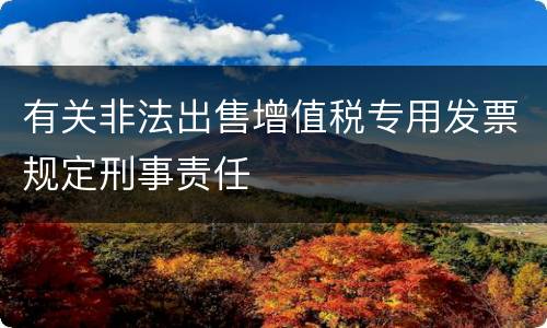 有关非法出售增值税专用发票规定刑事责任
