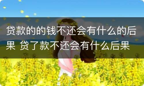 贷款的的钱不还会有什么的后果 贷了款不还会有什么后果