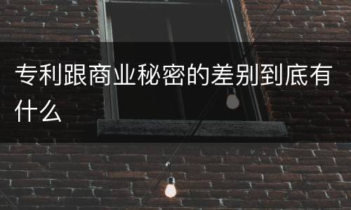 专利跟商业秘密的差别到底有什么