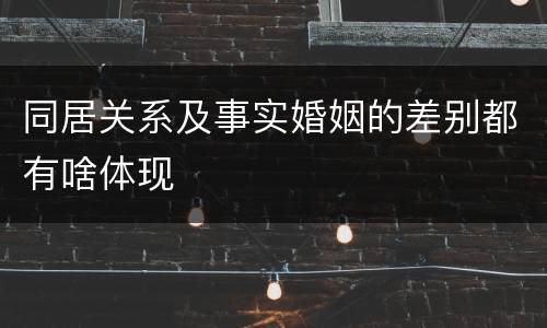 同居关系及事实婚姻的差别都有啥体现