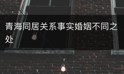 青海同居关系事实婚姻不同之处