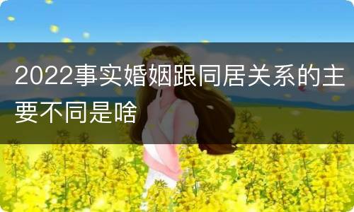 2022事实婚姻跟同居关系的主要不同是啥