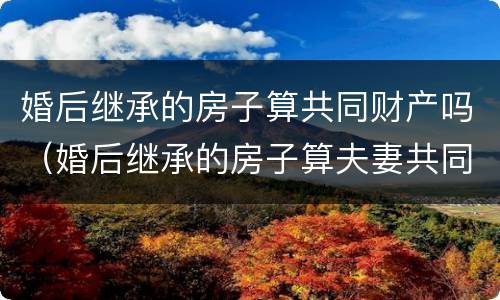 婚后继承的房子算共同财产吗（婚后继承的房子算夫妻共同财产吗）