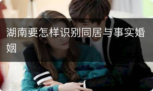 湖南要怎样识别同居与事实婚姻