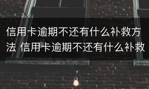 信用卡逾期不还有什么补救方法 信用卡逾期不还有什么补救方法吗