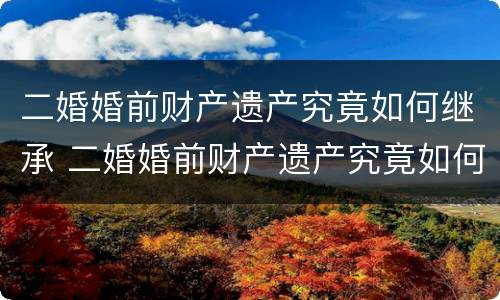 二婚婚前财产遗产究竟如何继承 二婚婚前财产遗产究竟如何继承给孩子
