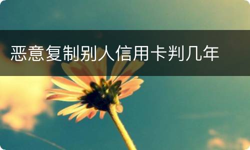 恶意复制别人信用卡判几年