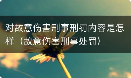对故意伤害刑事刑罚内容是怎样（故意伤害刑事处罚）