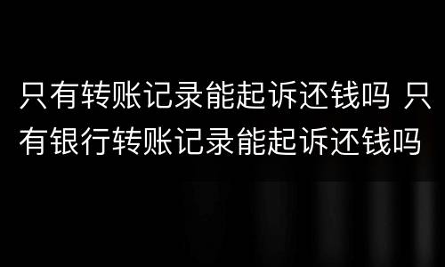 只有转账记录能起诉还钱吗 只有银行转账记录能起诉还钱吗